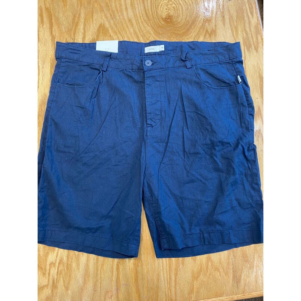 Onia Shorts Mens 38 Blue Chino Linen Blend Stretch Flat Front Travel Outdoor B62